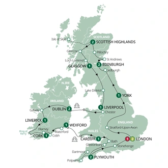 tourhub | Brendan Vacations | Britain and Ireland Panorama | Tour Map