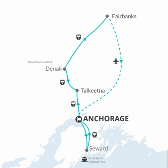 tourhub | Bamba Travel | Exploration of Alaska's Natural Wonders 9D/8N (From Anchorage) | Tour Map