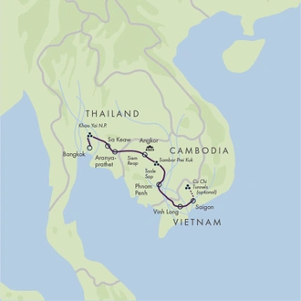 tourhub | Exodus | Cycle Indochina & Angkor- Premium Adventure | Tour Map