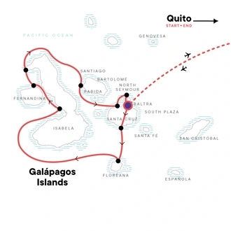 tourhub | G Adventures | Galápagos – West and Central Islands aboard the Reina Silvia Voyager | Tour Map