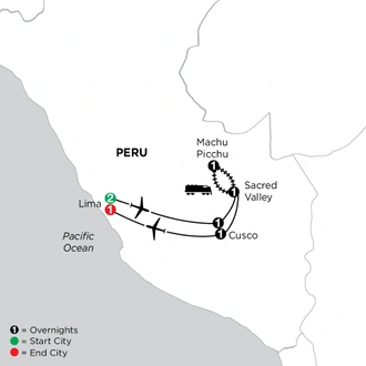 tourhub | Globus | Independent Peru Highlights | Tour Map