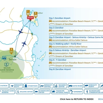 tourhub | Beach and Safari Holidays | Roundtrip Complete | Tour Map