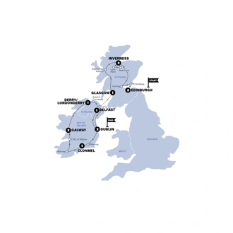 tourhub | Contiki | Scotland & Ireland | Age 27-35 | Summer | 2026 | Tour Map