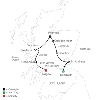tourhub | Globus | Scottish Highlands Escape | Tour Map