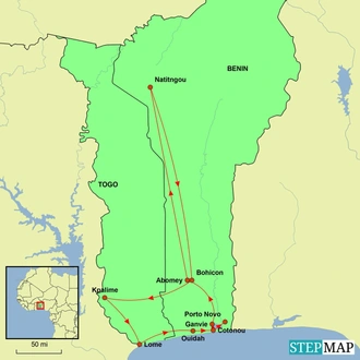 tourhub | Undiscovered Destinations | Togo & Benin - Hidden Gems of West Africa | Tour Map
