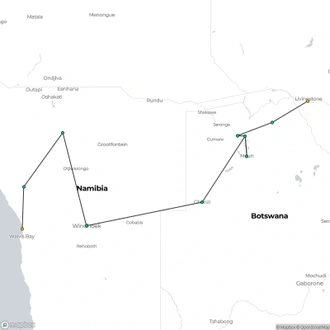 tourhub | Encounters Travel | Namibia & Botswana Uncovered tour | Tour Map