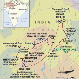tourhub | Wild Frontiers | Rajasthan: Taj, Temples & Tigers | Tour Map