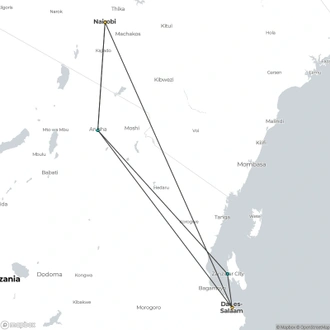 tourhub | Oasis Overland | Nairobi To Dar Es Salaam (14 Days) Gameparks & Zanzibar | Tour Map