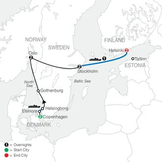 tourhub | Globus | Northern Capitals | Tour Map