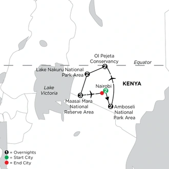 tourhub | Globus | Kenya Private Safari with Amboseli National Park | Tour Map