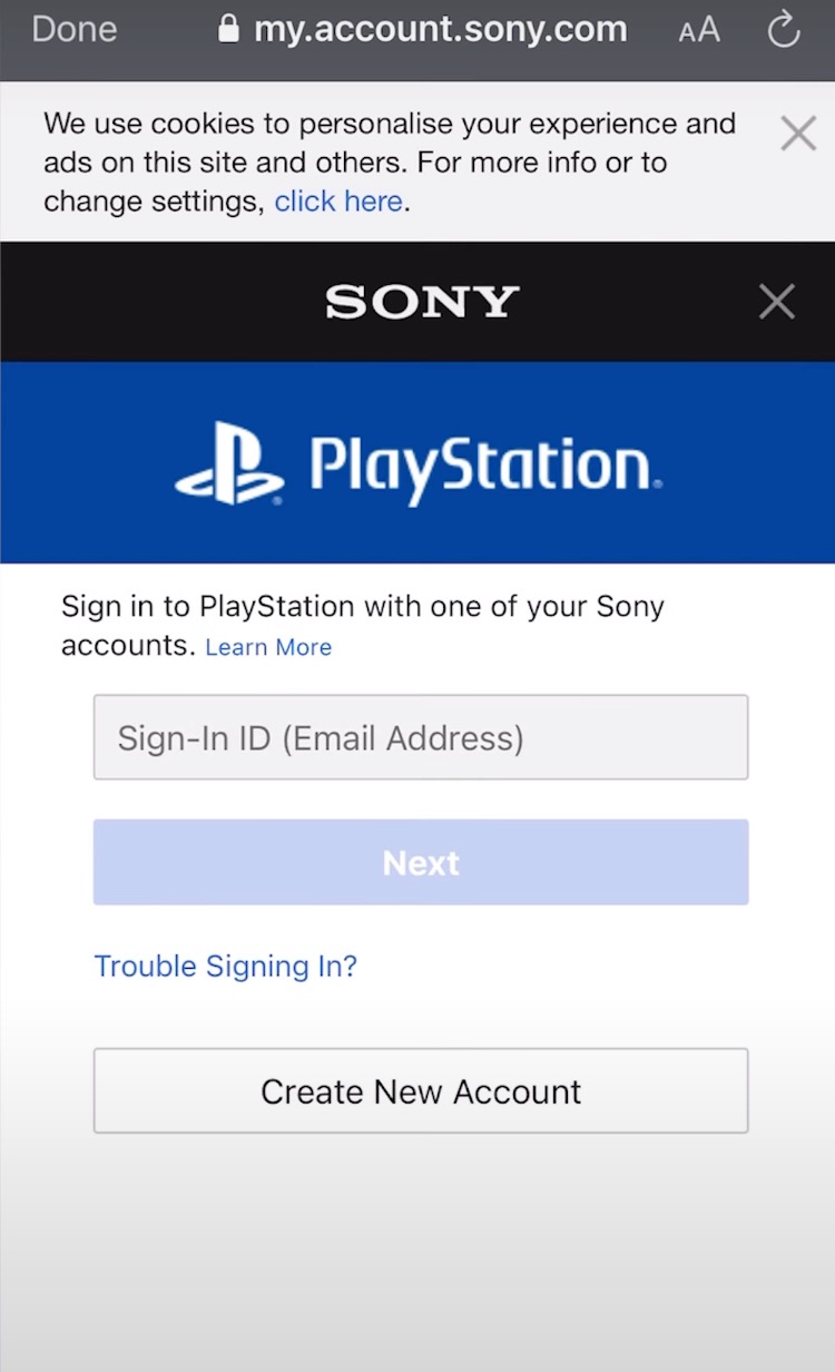 Enter Your PSN Login Credentials and Click on 'Next'.