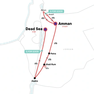 tourhub | G Adventures | Solo-ish Jordan | Tour Map