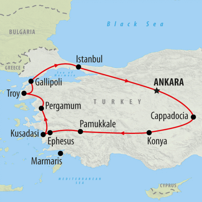 tourhub | On The Go Tours | Classical Turkey 5 star - 10 days | Tour Map