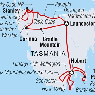 tourhub | Intrepid Travel | Best of Tasmania | Tour Map