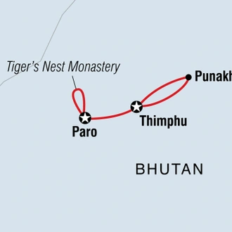 tourhub | Intrepid Travel | Bhutan Discovered | Tour Map