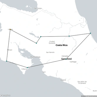 tourhub | Destination Services Costa Rica | Beaches and Nature with Tambor | Tour Map