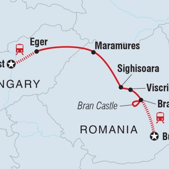 tourhub | Intrepid Travel | Budapest to Bucharest | Tour Map