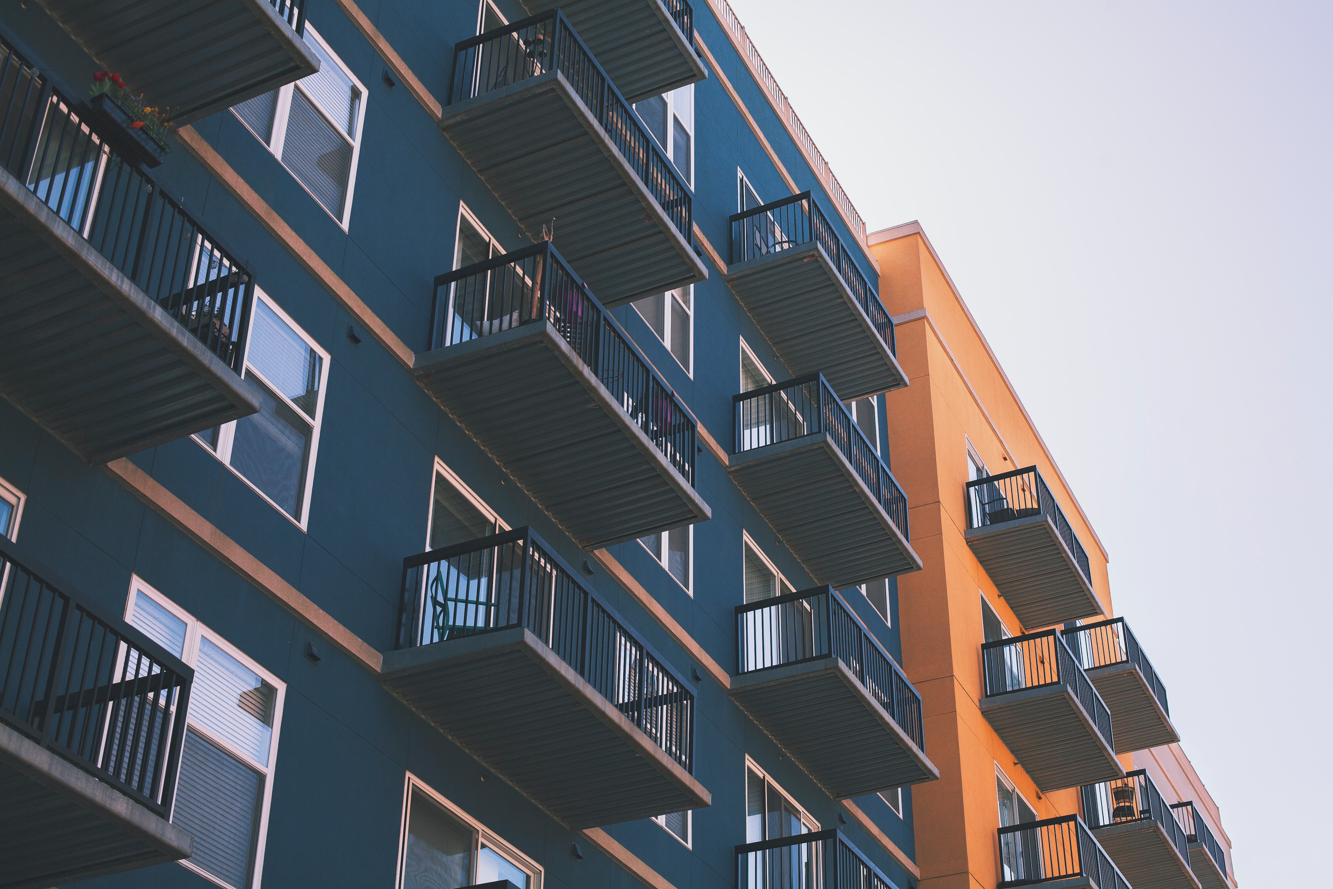 Balconies outside of an apartment building.