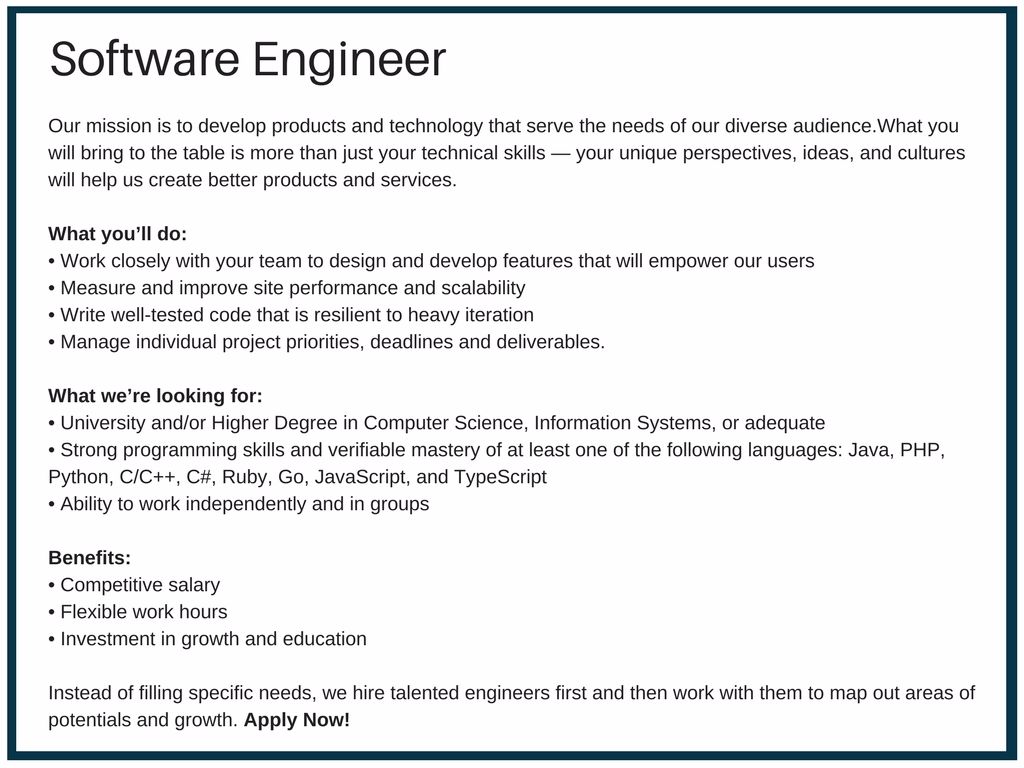 What Makes A Good software Engineer Job Description Codementor