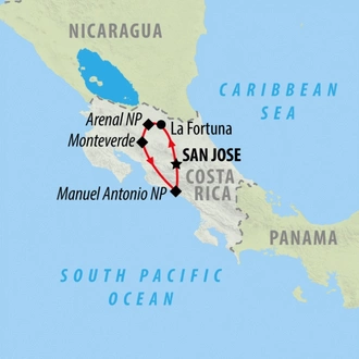 tourhub | On The Go Tours | Costa Rica Calling - 8 Days | Tour Map