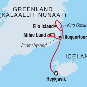 tourhub | Intrepid Travel | East Greenland and Iceland Northern Lights | Tour Map