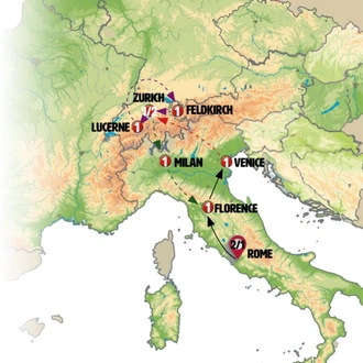 tourhub | Europamundo | Italian and Swiss Panorama | Tour Map