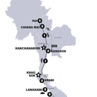 tourhub | Contiki | Thailand, Malaysia and Singapore Escapade | Tour Map