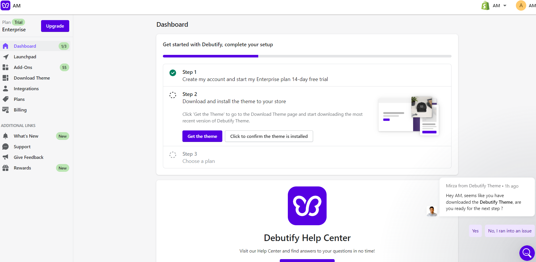 debutify shopify theme dashboard