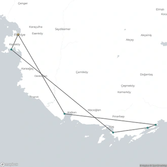 tourhub | Fez Travel | 2024 - Turquoise Blue - Fethiye / Kekova / Fethiye | Tour Map