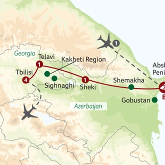 tourhub | Titan Travel | Azerbaijan and Georgia: A Transcontinental Tour | Tour Map