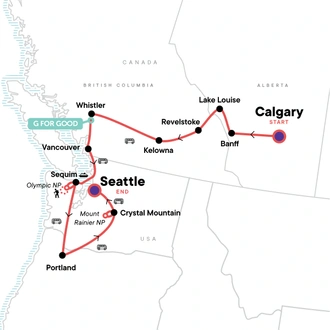 tourhub | G Adventures | Canadian Rockies & Pacific Northwest Adventure | Tour Map