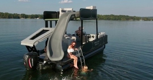 Double Decker Pontoon #2 w/Slide, Trampoline and Paddleboard