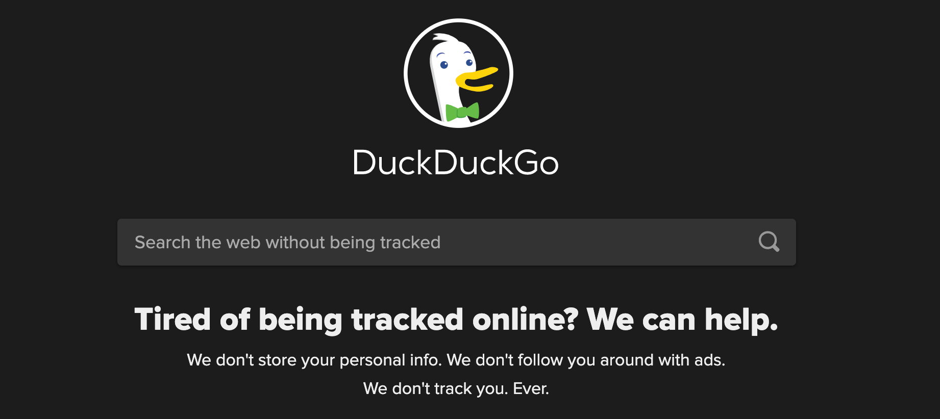 DuckDuckGo search screen.