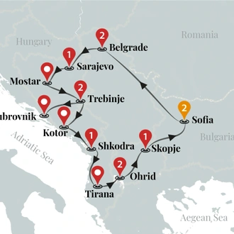 tourhub | Ciconia Exclusive Journeys | Balkans Uncovered Luxury Tour | Tour Map