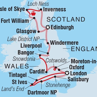 tourhub | Intrepid Travel | Best of the United Kingdom | Tour Map