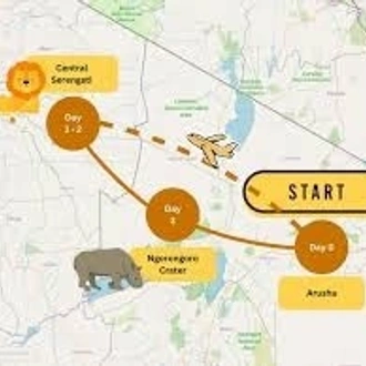 tourhub | Widerange African Safaris | Best 3 days Sharing safari package in Tanzania | Tour Map