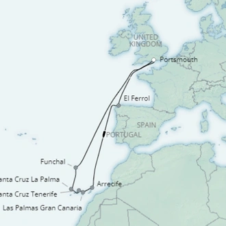 tourhub | Saga Ocean Cruise | Discover the Canary Islands: December | Tour Map