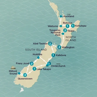 tourhub | Topdeck | Get Social: New Zealand 2025-26 | Tour Map