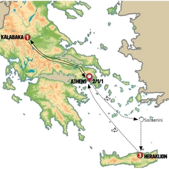 tourhub | Europamundo | Athens, Northern Greece and Heraklion | Tour Map