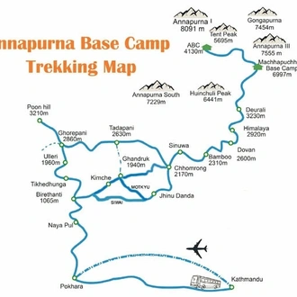 tourhub | Nepal Tour and Trekking Service | ANNAPURNA BASE CAMP TREK – 10 DAYS | Tour Map