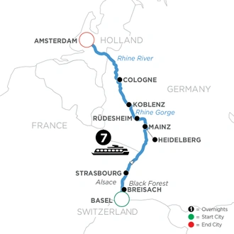 tourhub | Avalon Waterways | Romantic Rhine (Northbound) (Tranquility II) | Tour Map