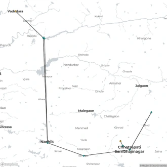 tourhub | Agora Voyages | Ancient Architecture And Modern Marvels: Vadodara To Aurangabad | Tour Map