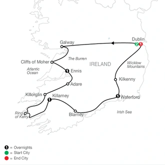tourhub | Globus | Irish Escape | Tour Map