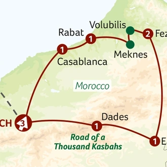 tourhub | Titan Travel | The Majesty of Morocco | Tour Map