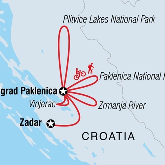 tourhub | Intrepid Travel | Croatia: Hike, Bike & Kayak | Tour Map