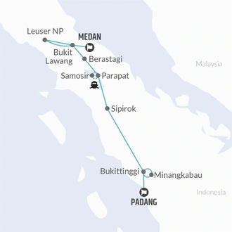 tourhub | Bamba Travel | Sumatra Overland Discovery 10D/9N | Tour Map