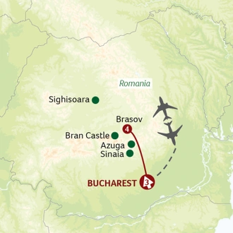 tourhub | Saga Holidays | Romania Tour - Grandeur of Bucharest and Tales of Transylvania | Tour Map