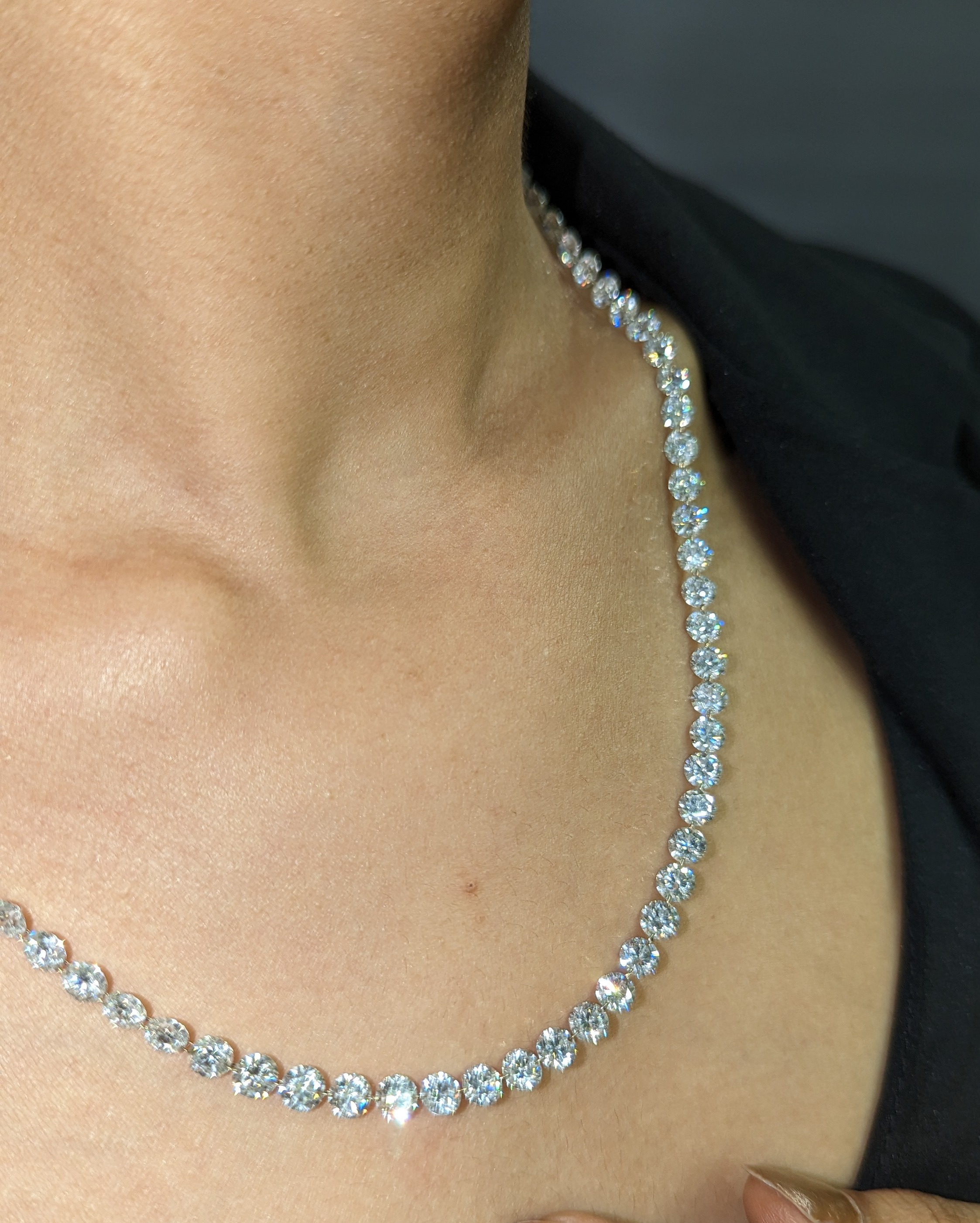 The Radiance of Drilled Diamond Jewelry |  Unveiling the Process | floating diamond necklace | Petite Pierced Tennis Necklace