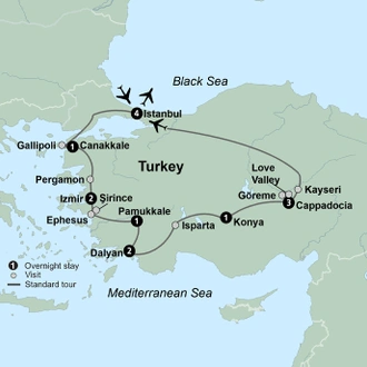 tourhub | Collette | Treasures of Turkey Istanbul, Ancient Ephesus & Cappadocia | Tour Map