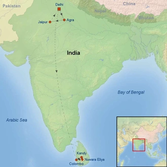 tourhub | Indus Travels | Best of India and Sri Lanka | Tour Map